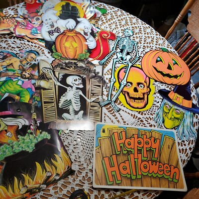 Lot of 25 Vintage Die-Cut Holiday Decorations  Beistle Halloween, Christmas more