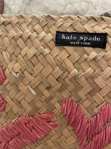 Kate Spade Straw large Tote Embroidered Peacock Design Pre loved - Picture 4 of 8
