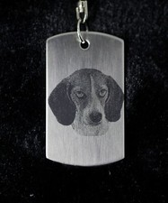 Beagle Engraved  Stainless Steel Pendant with Swivel Keyring Key Chain Key Ring