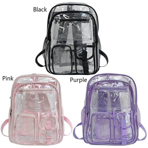 Mochila transparente transparente bolsa de libros resistente de gran capacidad para viajes al aire libre - Imagen 2 de 9
