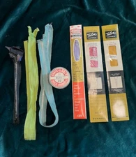 Lot of 7 Vintage Zippers, Coats & Clark neck opening, J&P Coats, Talon
