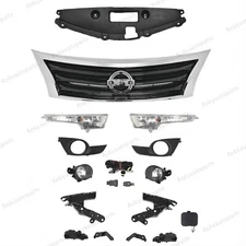 For Altima 2013-15 Front Upper Chorme Grille Fog Light Signal Lamp Kit/ Brackets