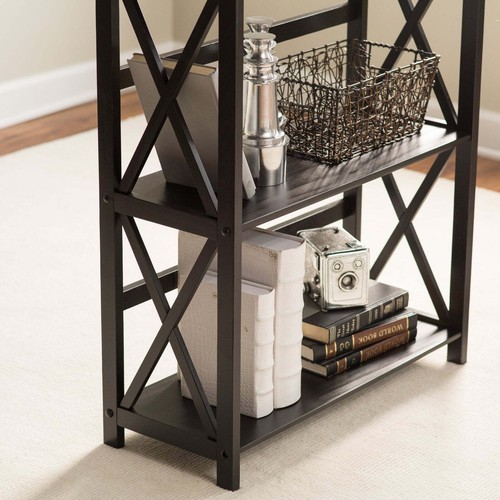 5-Shelf Bookcase Black Solid Wood Strong Contemporary Lightweight Easy Assemble - Picture 12 of 19