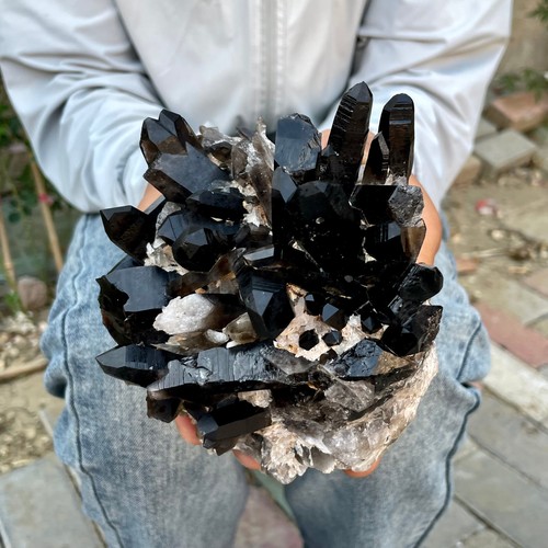 2.02LB Natural Smoky Black Quartz Cluster Crystal raw Specimen Healing - 第 13/18 張圖片