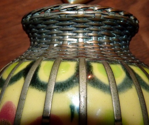 Unusual Antique PORCELAIN VASE With Silver Banding and Braiding - Picture 5 of 5