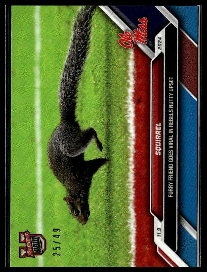 2024 Topps Bowman U Now 41 Squirrel Ole Miss Rebels Furry Friend Blue 25/49