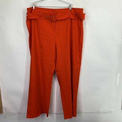Lost Ink Womens Wide Leg Pants Orange Belted Flat Front Stretch Plus 5X