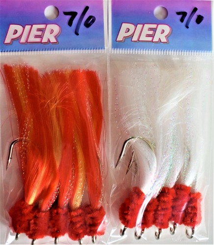 10 a 100 piezas plataformas 7/0 para moscas camarón cebos de pez roca blancos y rojos/amarillos - Imagen 4 de 4