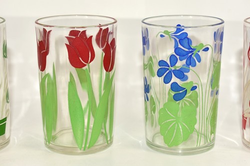 LOTE DE 6 VASOS DE JUGO VINTAGE MULTICOLOR Y PATRONES SWANKY SWIGS 5 OZ 1941 - Imagen 4 de 8