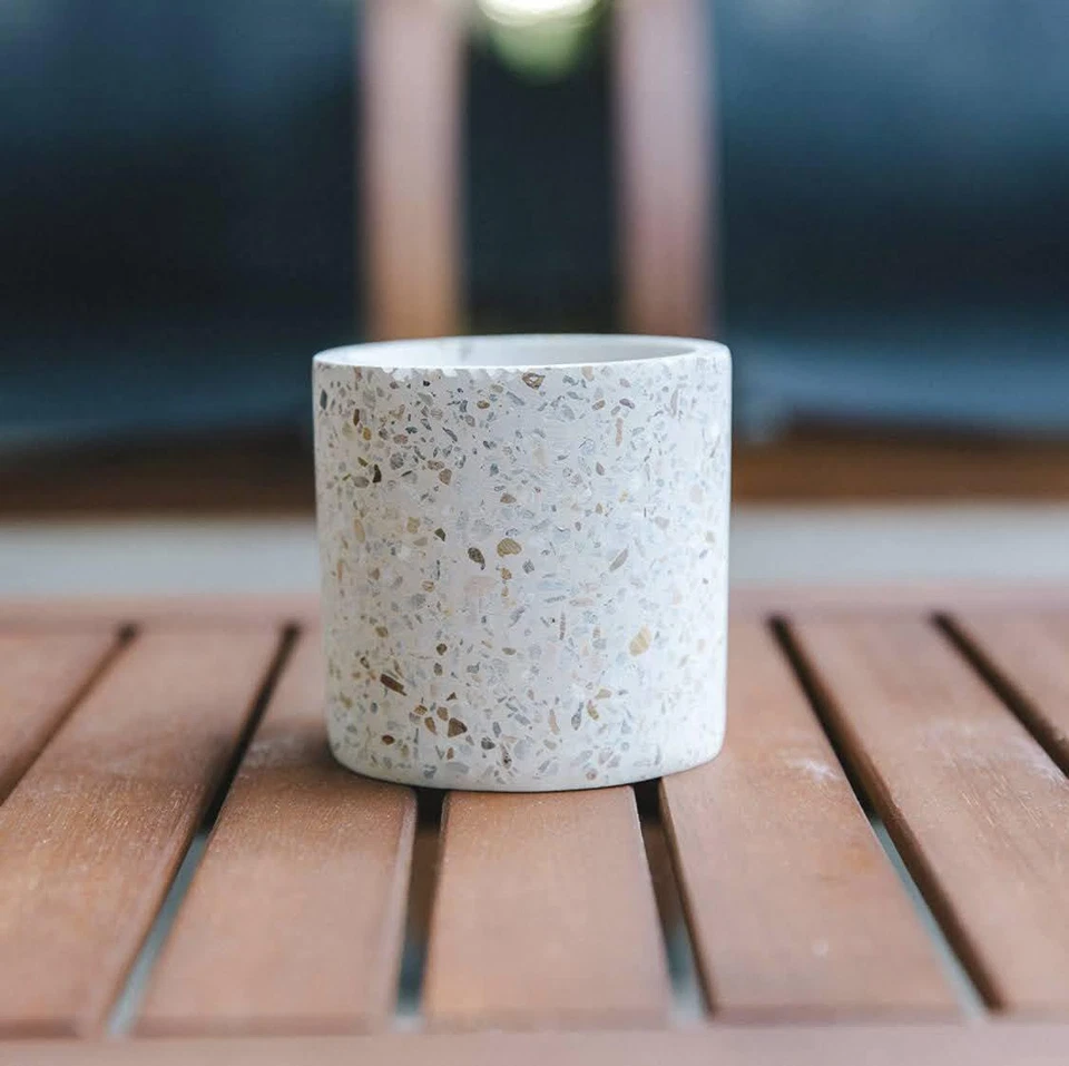 Flora Bunda 4 Inch Terrazzo Pot Concrete Stoneware Planter Home Décor - Image 3 of 3