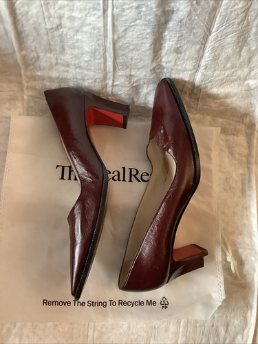 Christian Louboutin Vintage Burgundy Leather T- Heel Pump Size 38.5 EU/ 7.5 US - Picture 4 of 15