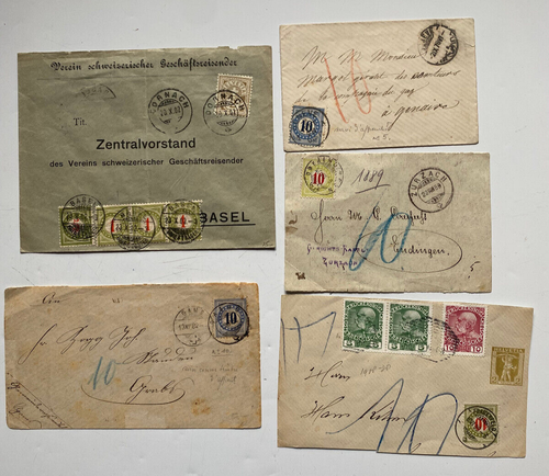 Schweiz mit Nachportomarken ab ca 1880 - 20 Belege und Karten teils sehr selten - Bild 6 von 9