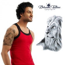 LION TEMPORARY TATTOO BODY ART MENS, WOMENS, KIDS, STICK ON TATTOO, WATERPROOF