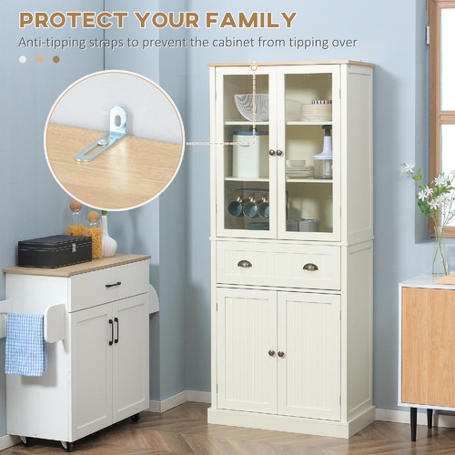 DecHome Mobile Dispensa 5 Livelli con Cassetto Centrale Bianco Crema A1362WTAO10 - Foto 2 di 2
