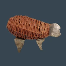 Handcrafted Metal And Wicker Pig Rustic Farmhouse Decor