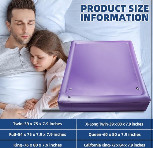 Free Flow Full Wave Water Bed Mattress - PVC Square Purple Softside Water Bed, C - Picture 5 of 12