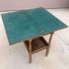 Antique Table Colley Card Game J H Stringer Furnishers Felt Top Hinged Arms Cups