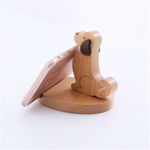 Dog Cell Phone Desk Smartphone Wood Phone Bracket Standing Stands Phone Holder - Zdjęcie 7 z 9