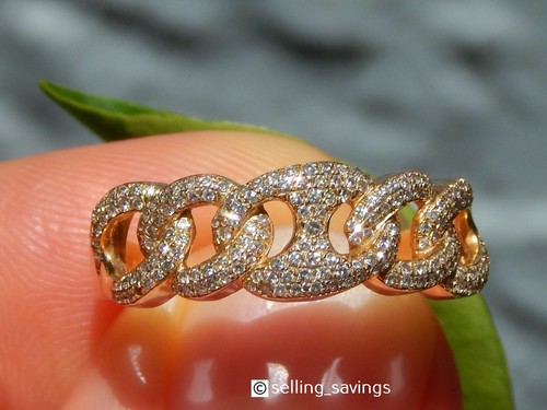 10K YELLOW GOLD DIAMOND PAVE CUBAN & GUCCI 8MM THICK BAND RING SIZE 9 - Picture 6 of 7