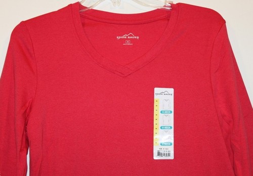 Eddie Bauer NWT Women's M 8 10 Bloom Pink V Neck Knit Shirt Top - Cotton Modal - Picture 2 of 3