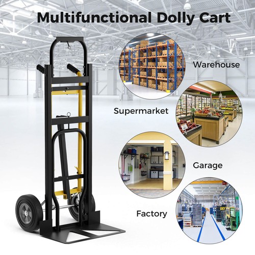 3-in-1 Convertible Hand Truck w/ 4 Rubber Wheels 1000 lbs Max Load Capacity - Picture 9 of 10