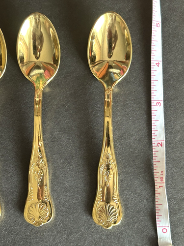 Vintage Russische Sowjetische Melchior Vergoldet Dessertlöffel Set 6 Teile 1980 - Bild 4 von 4