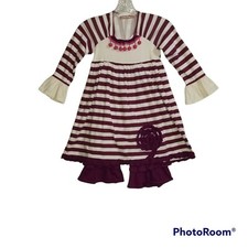 Jelly The pug Girl 7 Purple Striped Pant Set