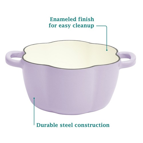 Horno holandés de hierro fundido esmaltado con tapa compatible con inducción sopa estofado utensilios de cocina nuevo - Imagen 7 de 8