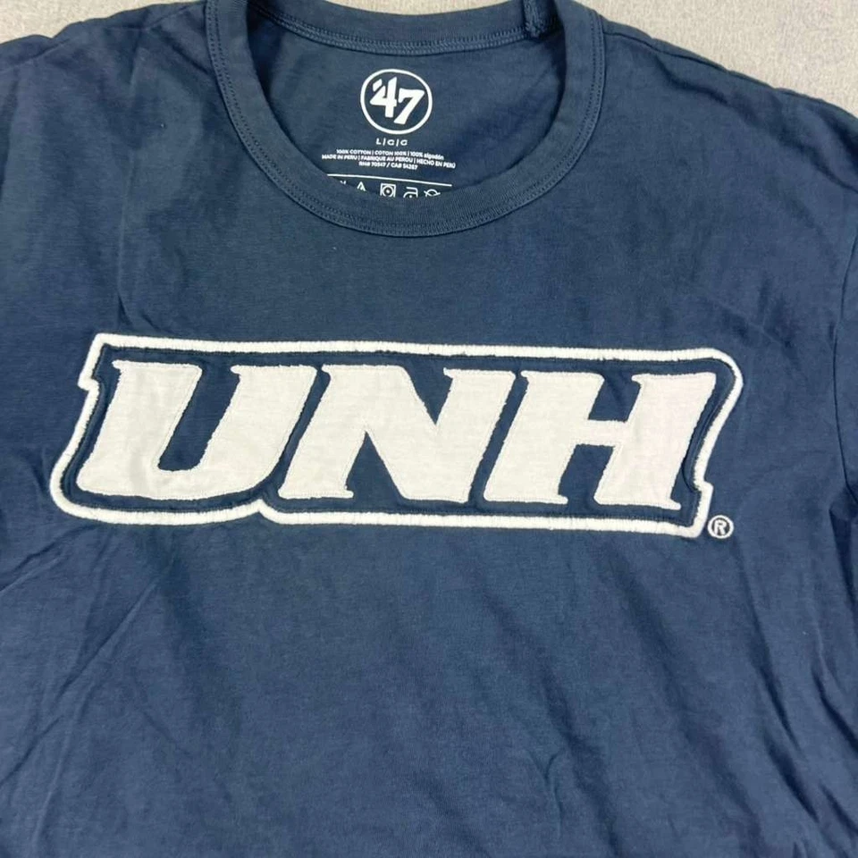 UNH Wildcats Shirt Mens Large Blue Crew Neck Short Sleeves NCAA Tee - Image 3 of 4