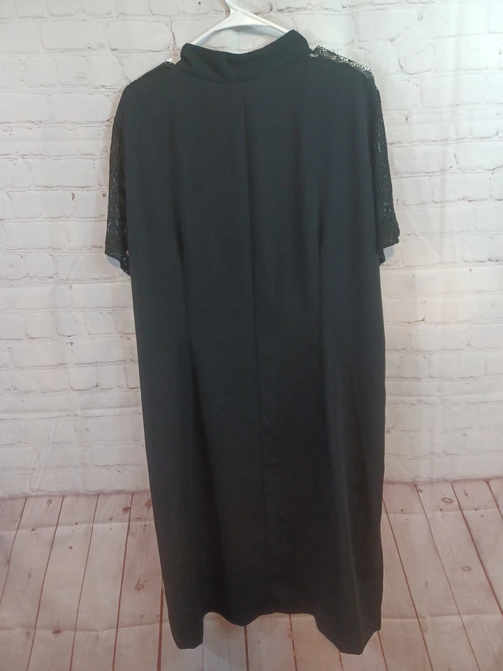 Vestido Moda Bug Años 90 Y2K Talla 20 Encaje Kimono Gótico Negro Manga Corta Midi   Foto 3 de 4