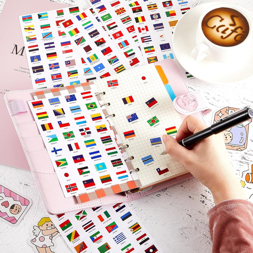 384 Pieces World Assorted Country Flag Stickers Country Decals Planner Travel Mi - Picture 5 of 12