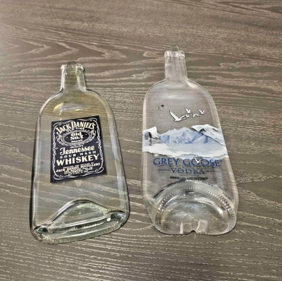 Jack Daniel's & Grey Goose Flattened Glass Liquor Bottles Hanging Wall Decor