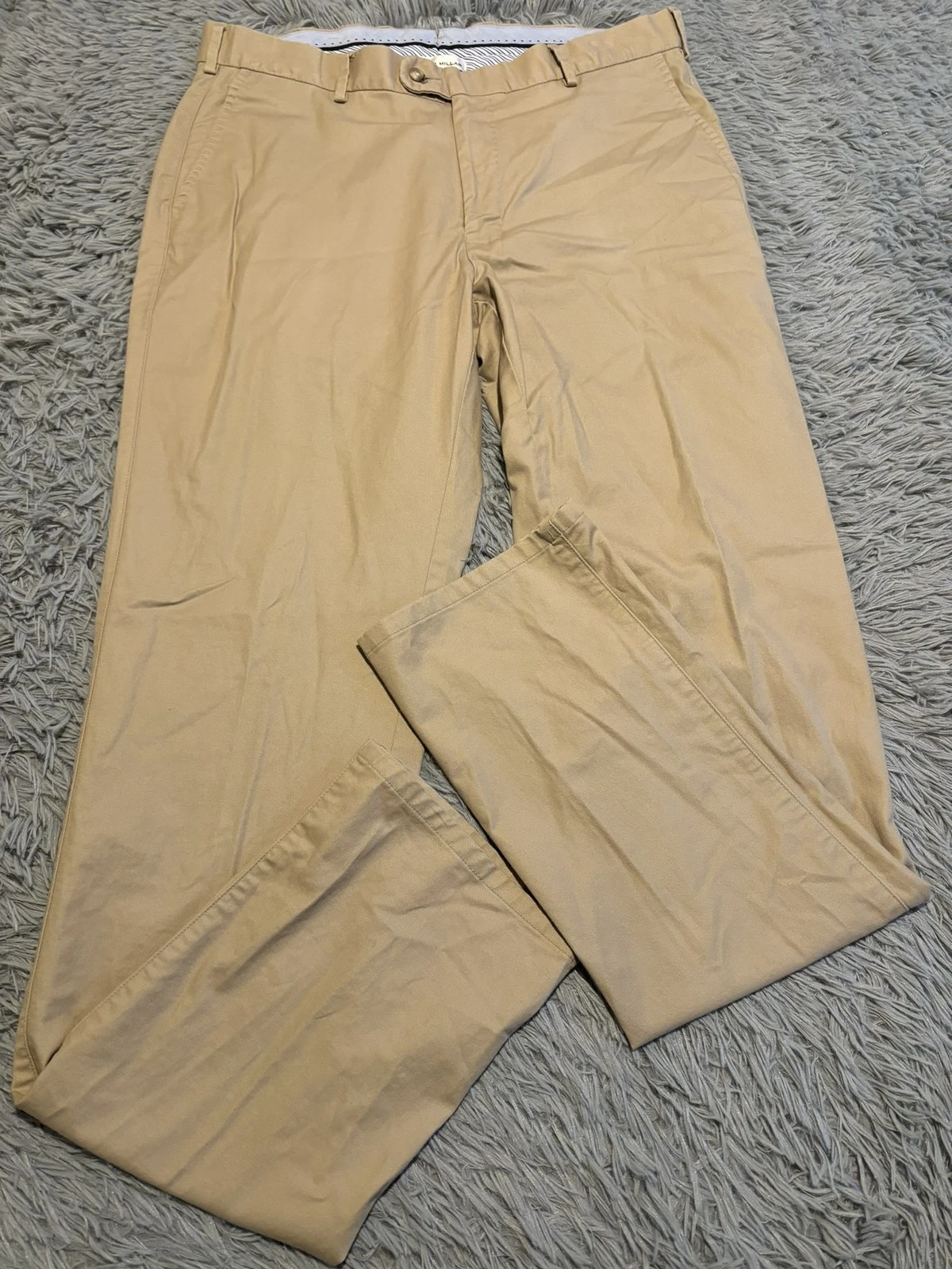 Peter Millar Pants Mens 35 Khaki Flat Front Dress Chino Classic Fit Beige Casual