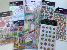 EK Success Sticko Lot Girlie Girl Scrapbook Stickers Unicorns Narwhals Bling Owl