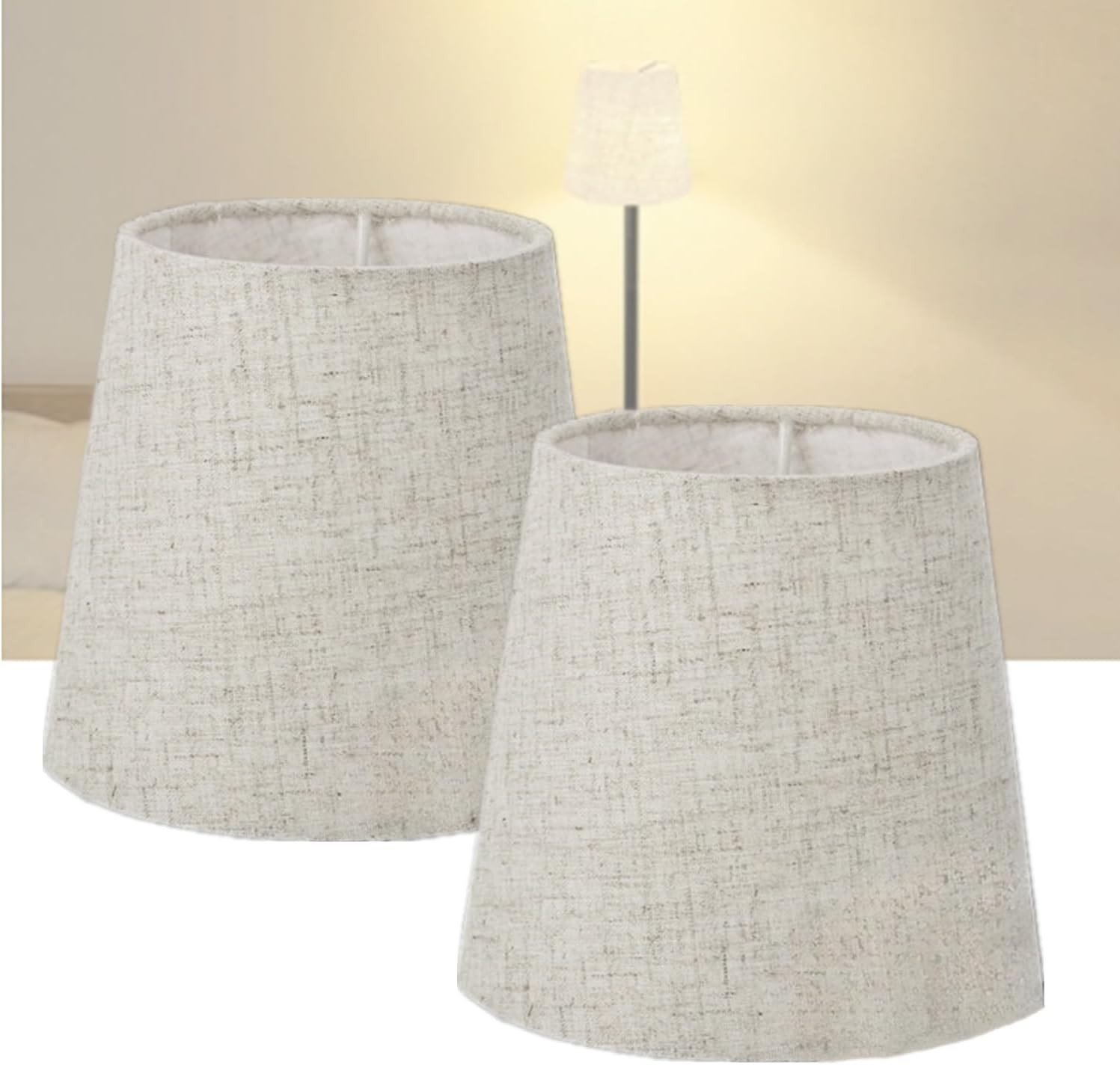 2 Paralumi Tessuto per Atmosfera Calda E14 - Per Lampadari e Applique
