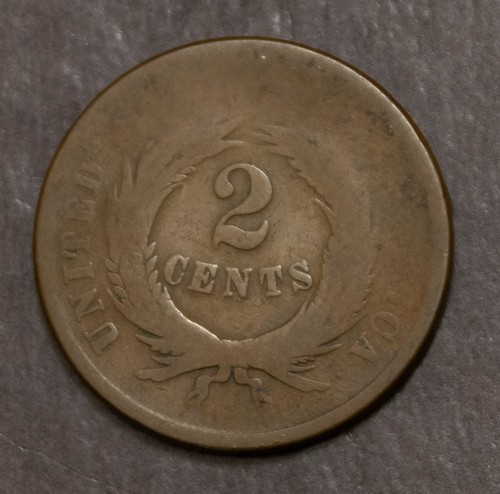 1867 Two Cent Piece Weak Date Lot 2446A - Picture 2 of 2