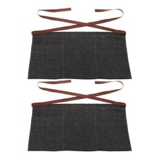 2pcs Waitress Apron with Pockets: Half Denim Server Apron with 3-pockets for
