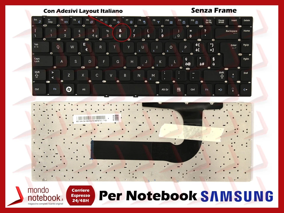 Clavier pour Notebook SAMSUNG QX412 X330 X430 Avec Adhésifs Layout Italien - Photo 1/1