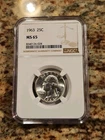 1963 Washington Silver Quarter 25C NGC Graded MS65