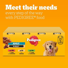 Pedigree Adult Dog Wet Food Can, Mixed Selection Gravy, 12X400G 3.16 per kilo