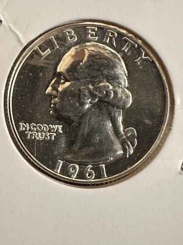 1961 Proof Washington Quarter Silver Coin Beautiful & Old.