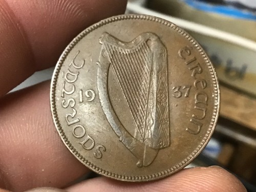 Irlanda 1937 centavo grande 30,9 mm, centavo, buena suerte, centavo grande irlandés, 1 moneda - Imagen 21 de 22