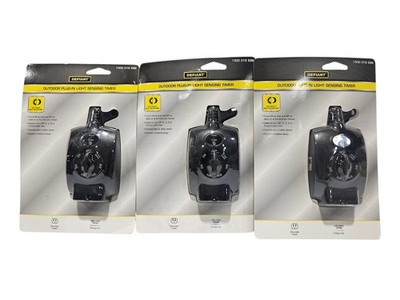 *3 PACK* Defiant Outdoor Plug-In Light Sensing Timer Grounding Outlet Dusk Dawn