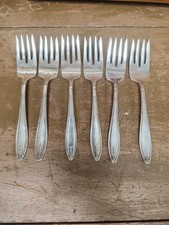 6 Salad Dessert Forks Hostess by 1835 R Wallace Silverplate 1920s Lovely