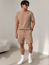 Summer Men's Outfit 2-Piece Set Short Sleeve T-Shirts and Shorts Sweatsuit Set