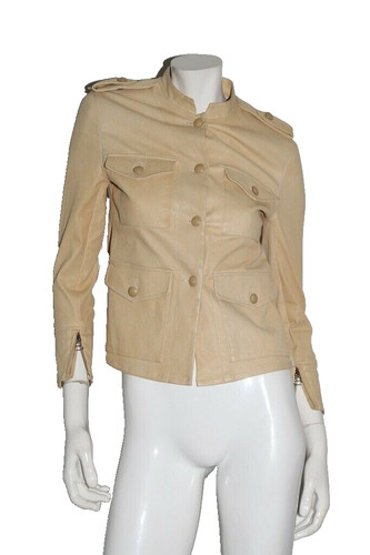 3.1 Phillip Lim Beige Lamb Leather Button Down Jacket Minimalist Edgy Size 0
