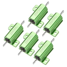 5Pcs 25W 3.9 Ohm 5% Aluminum Housing Resistor Wirewound Resistor Green Tone