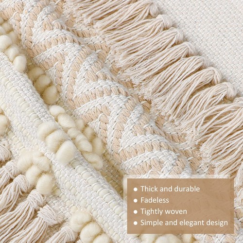 Macrame Woven Wall Hanging Home Decor Bohemian Beige Geometric Wave Art Decor... - Picture 4 of 7