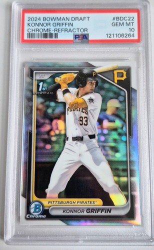 2024 Bowman Draft Konnor Griffin 1st Bowman Chrome Refractor PSA 10 GEM MINT - Picture 1 of 2
