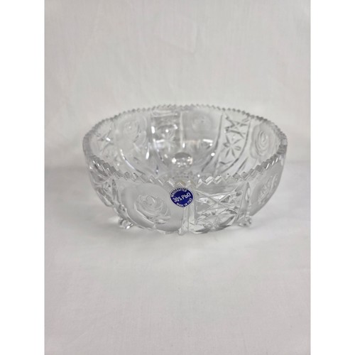 Cuenco de cristal italiano artesanal 30 % PbO vidrio de plomo con patas florales borde de diente de sierra - Imagen 14 de 14
